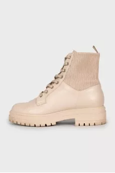 Beige leather boots