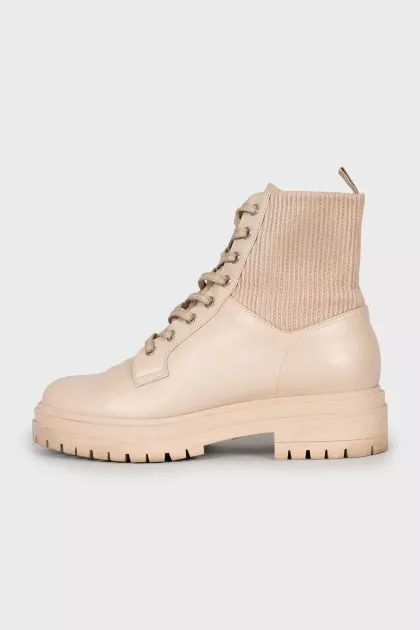 Beige leather boots