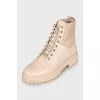 Beige leather boots