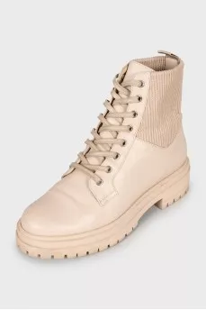 Beige leather boots