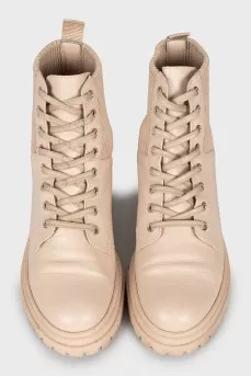Beige leather boots