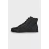 Textile sneakers with leather toe