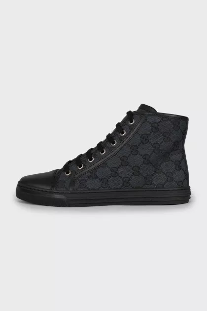 Textile sneakers with leather toe