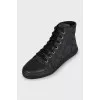Textile sneakers with leather toe