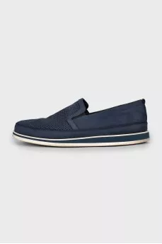 Men's Blue Perforated Slip-Ons