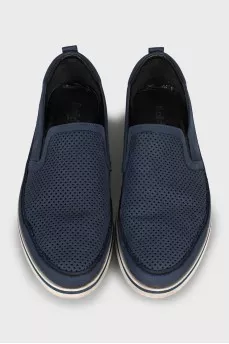 Men's Blue Perforated Slip-Ons