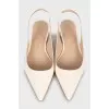 White leather slingbacks