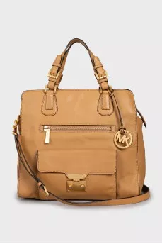 Orange leather tote bag