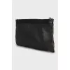 Black embossed leather bag