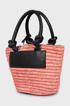 Straw bag with brand logo
