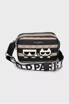 Brown crossbody bag with signature print