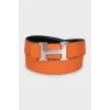 Reversible leather belt with signature buckle