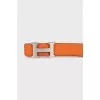 Reversible leather belt with signature buckle