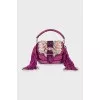 Purple Leather Bag with Crystals