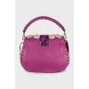 Purple Leather Bag with Crystals