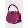 Purple Leather Bag with Crystals