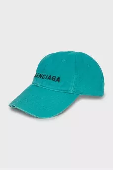 Turquoise cap with embroidery