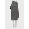 Asymmetrical denim skirt in gray