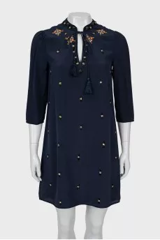 Silk dress with 3/4 sleeves