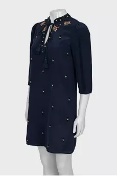 Silk dress with 3/4 sleeves