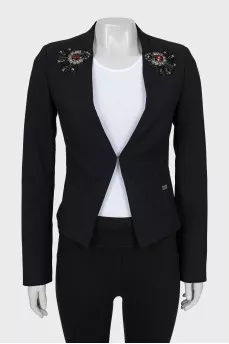 Cropped jacket decorated with crystals