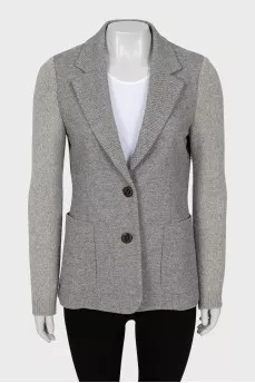 Gray jacket with knitted sleeves