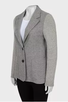 Gray jacket with knitted sleeves