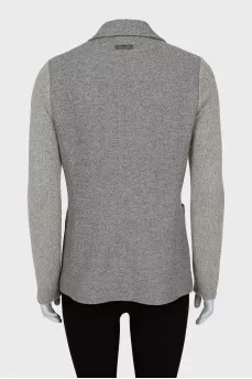 Gray jacket with knitted sleeves