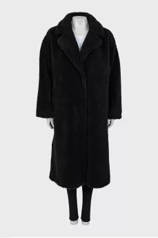 Black fur coat with buttons