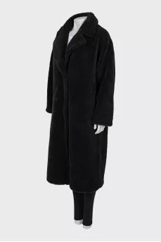 Black fur coat with buttons