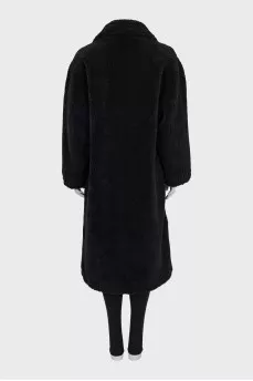 Black fur coat with buttons