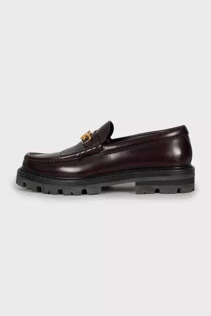 Brown leather loafers