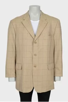 Men's beige plaid jacket