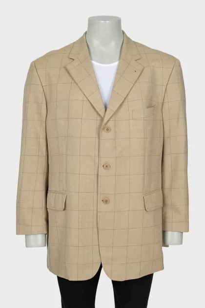 Men's beige plaid jacket