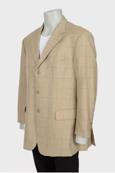Men's beige plaid jacket