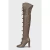 Leather over the knee boots with straps