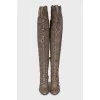 Leather over the knee boots with straps