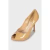 Patent leather high heel shoes