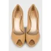 Patent leather high heel shoes