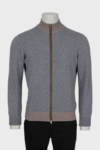 Men's gray zip up cardigan