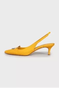 Kitten heel textile shoes
