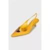 Kitten heel textile shoes