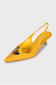 Kitten heel textile shoes