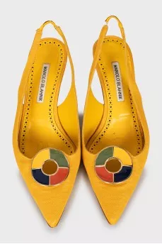 Kitten heel textile shoes