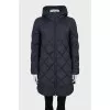 Quilted jacket with a hood in blue