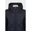 Quilted jacket with a hood in blue
