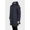 Quilted jacket with a hood in blue