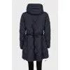 Quilted jacket with a hood in blue