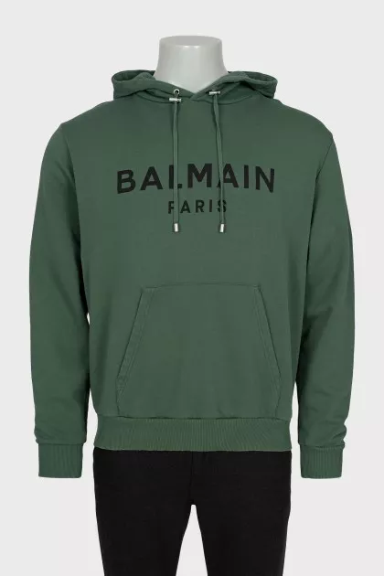 Men's green hoodie with print