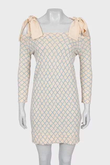 Straight dress in geometric print